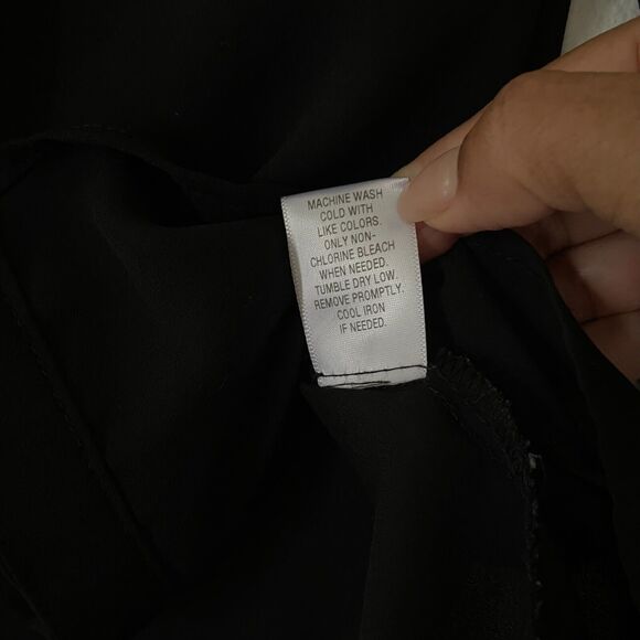 Candies Black Blouse Womens Ruffle Long‎ sleeve Button Front Size XS - Picture 9 of 9